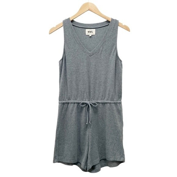 Madewell MWL Breeze Drawstring Shorts Romper Heather Gray Women’s Size Small - Picture 4 of 13